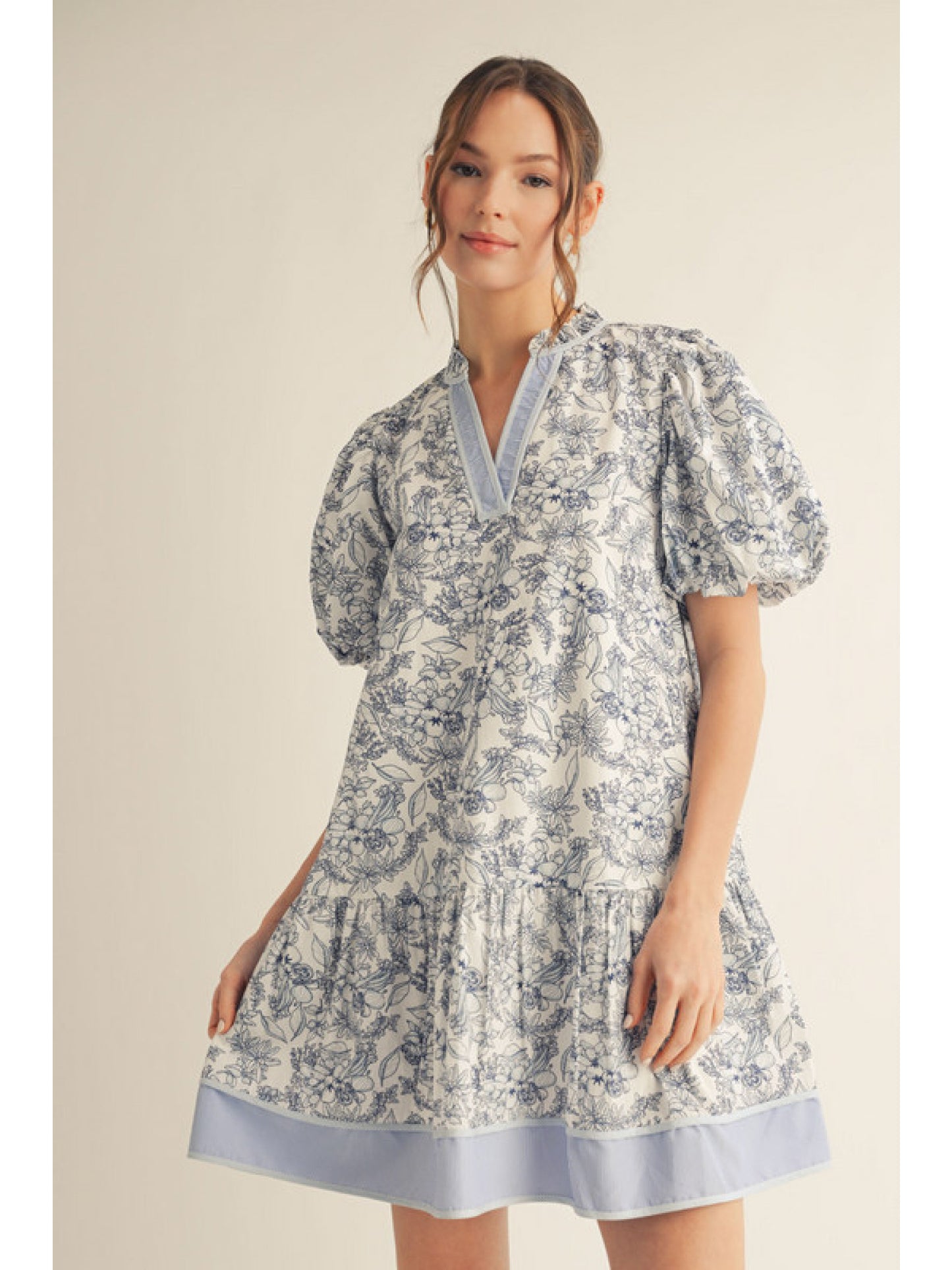 Blue Bubble Floral Dress
