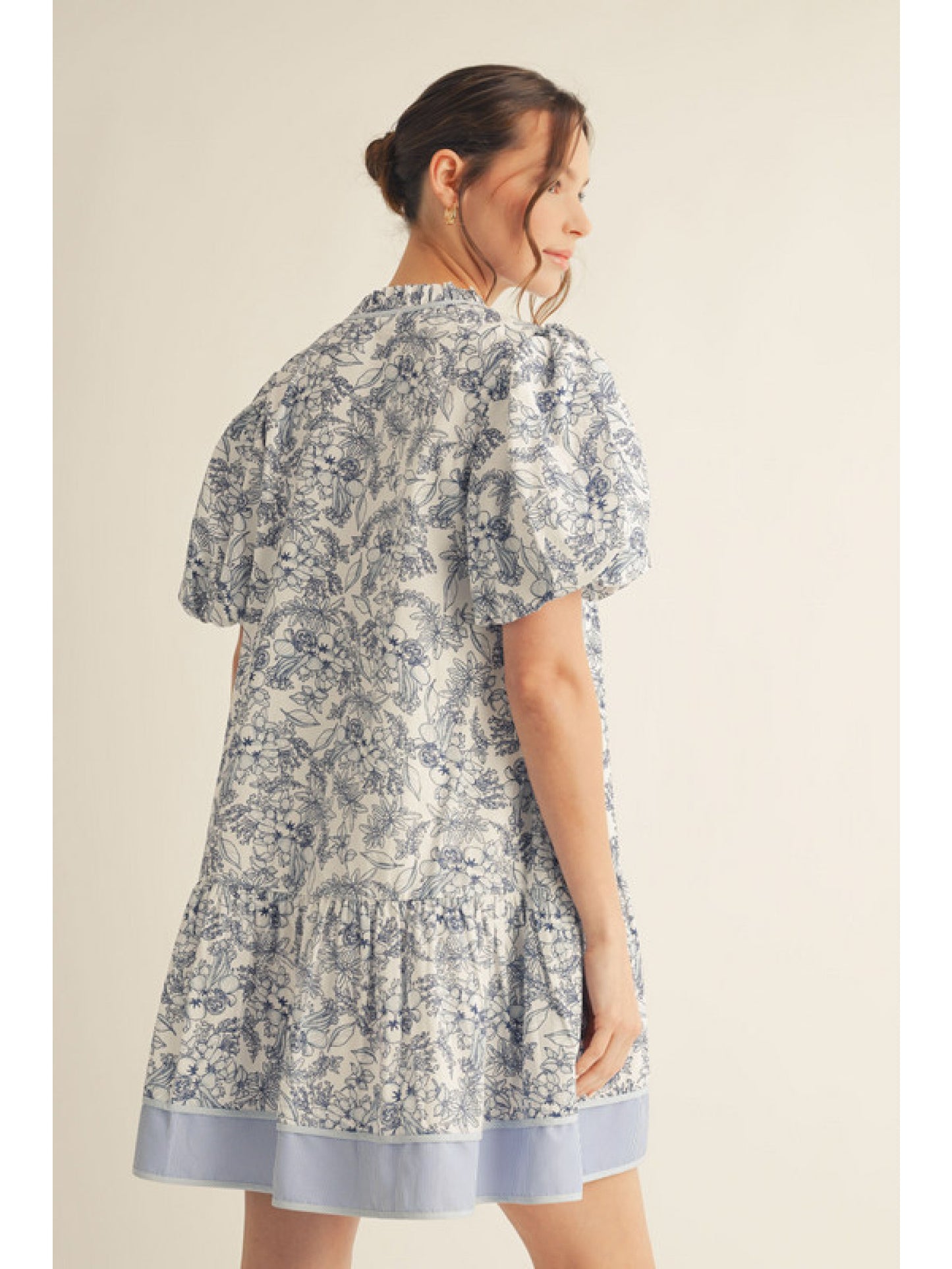 Blue Bubble Floral Dress