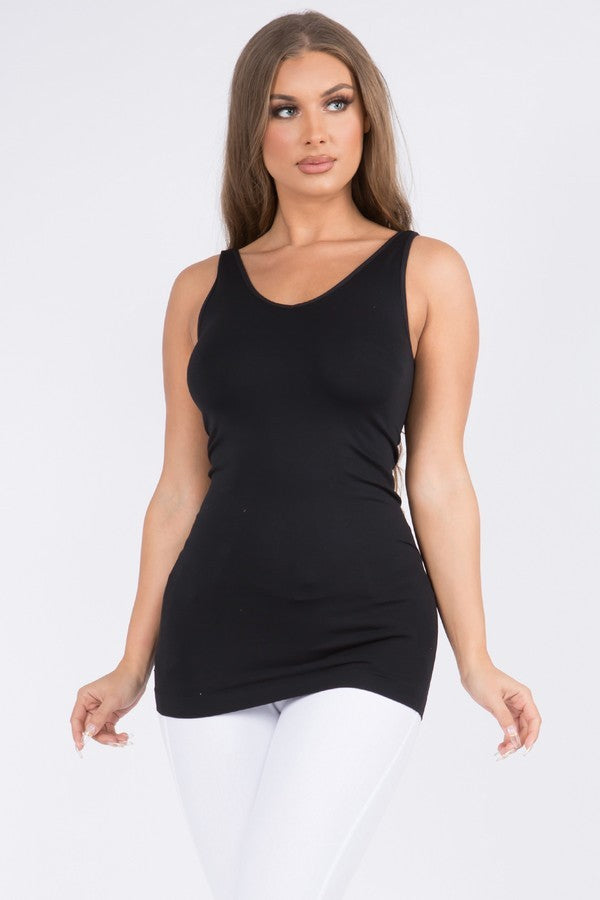 Plus Black Reversible V or U Neckline Seamless Tank