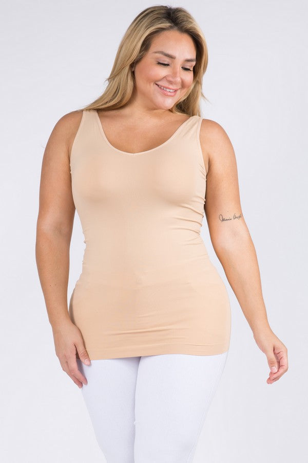 Plus Nude Reversible V or U Neckline Seamless Tank