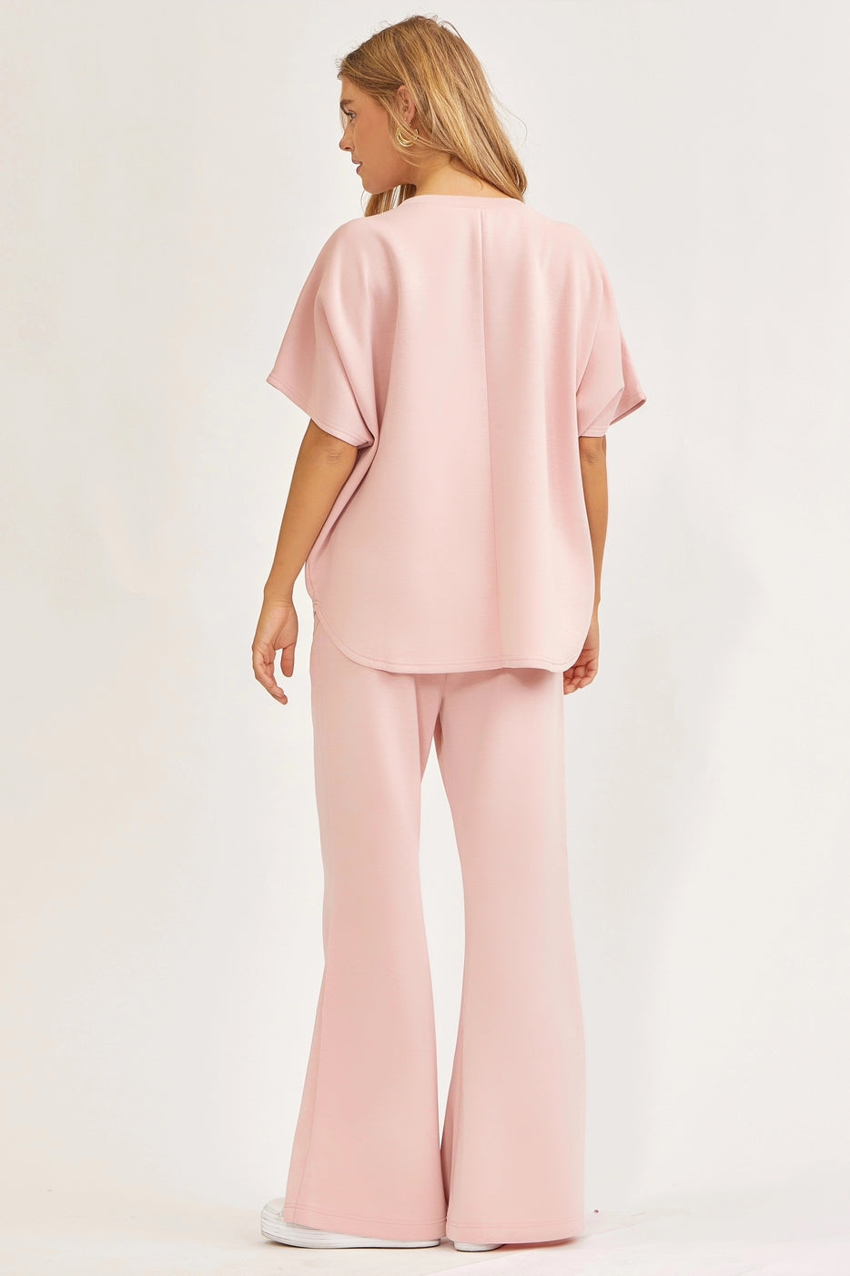 Blush Poncho Top + Bell Bottom Modal Set