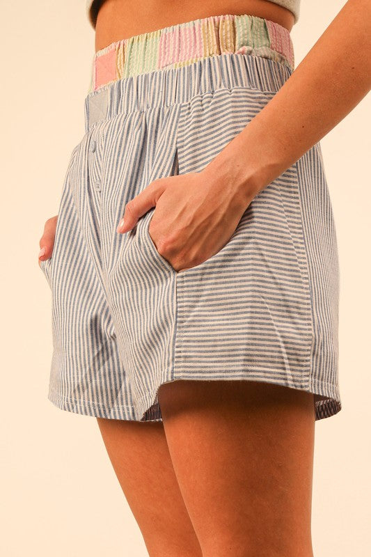 Blue Striped & Checker Boxer Shorts