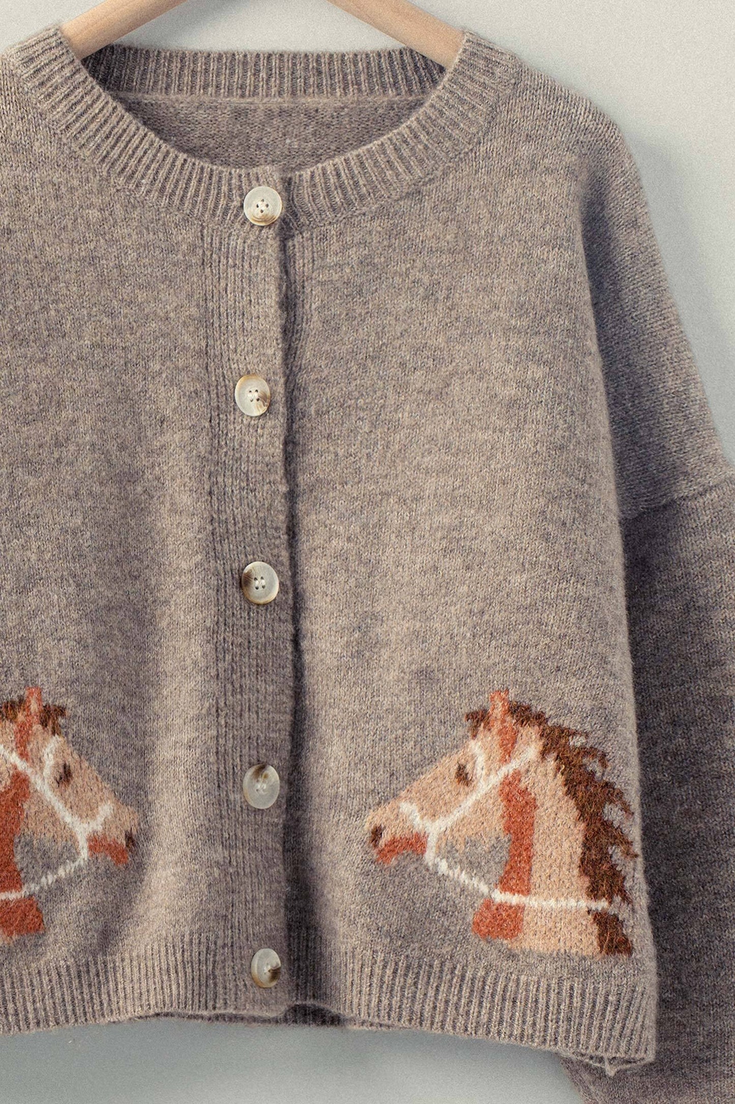 Western Horse Graphic Button-up Knit Cardigan