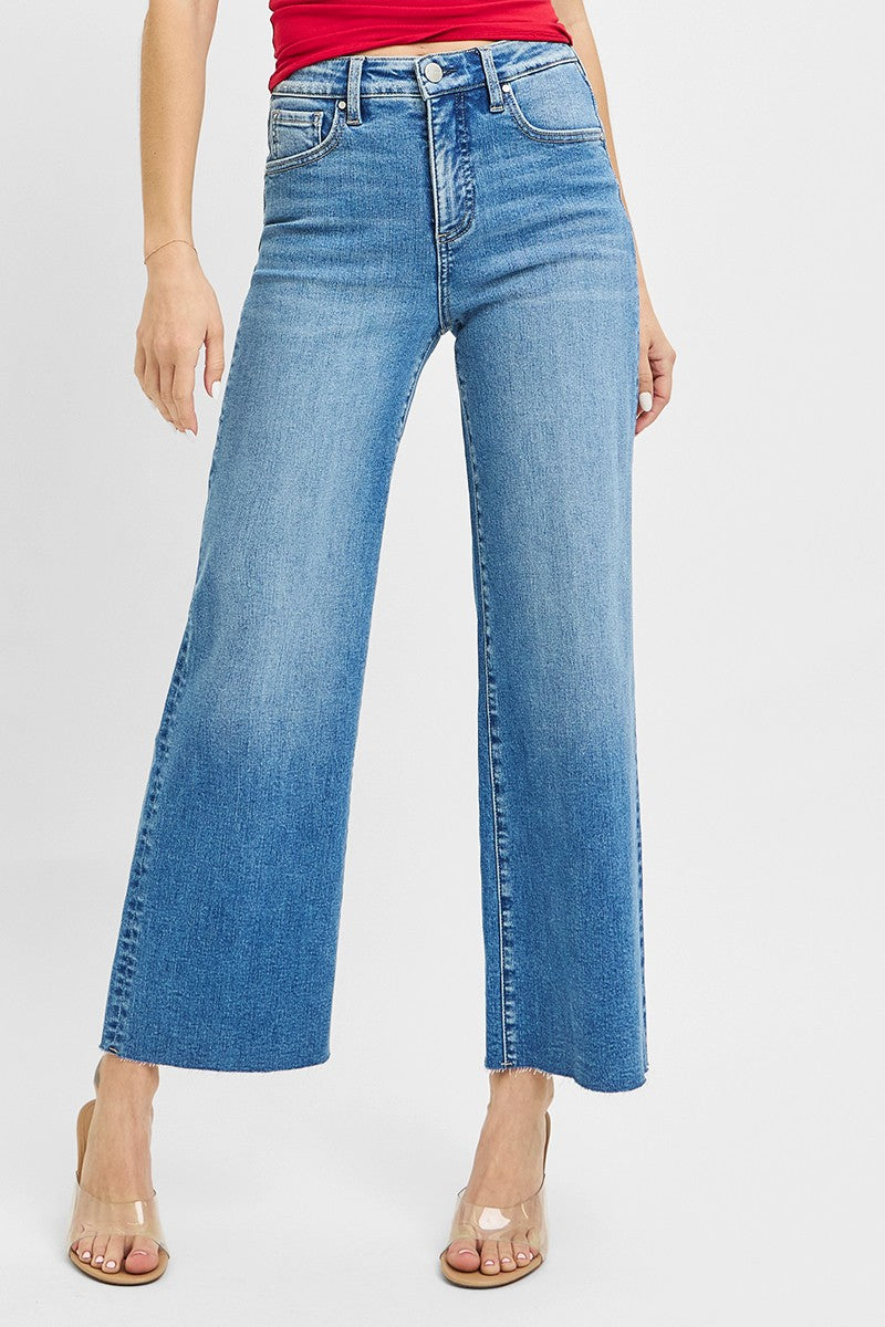 TUMMY CONTROL HIGH RISE CROP WIDE LEG JEANS