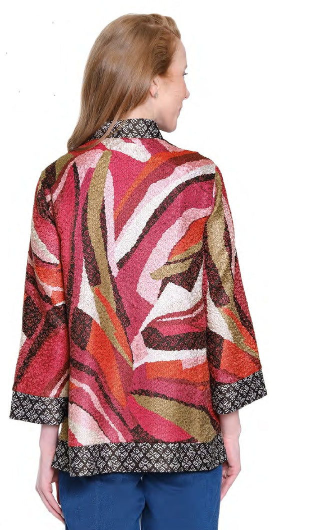 REVERSIBLE Textured Woven Print Open Jacket