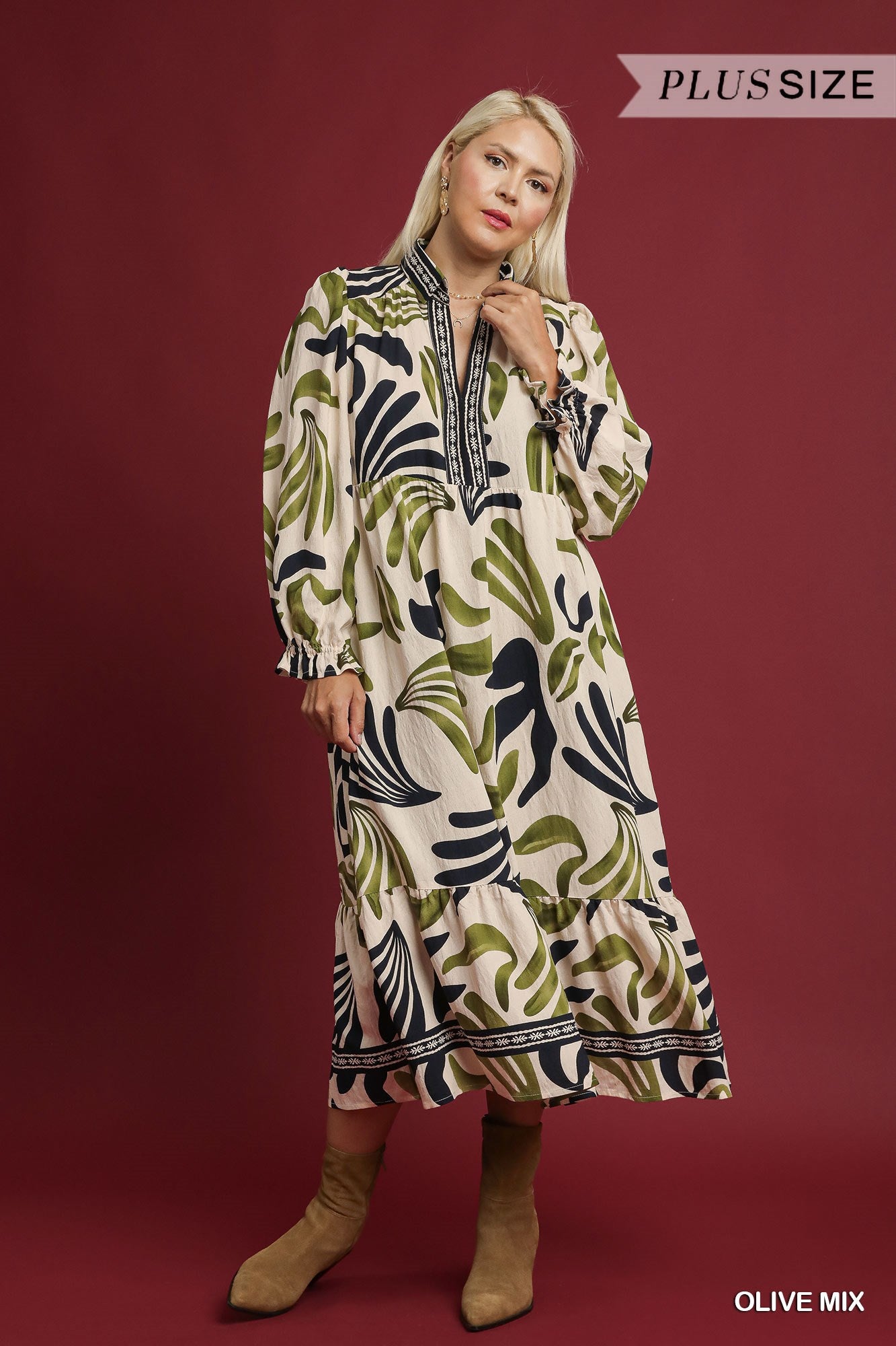 Boho Leafy Print Maxi Dress