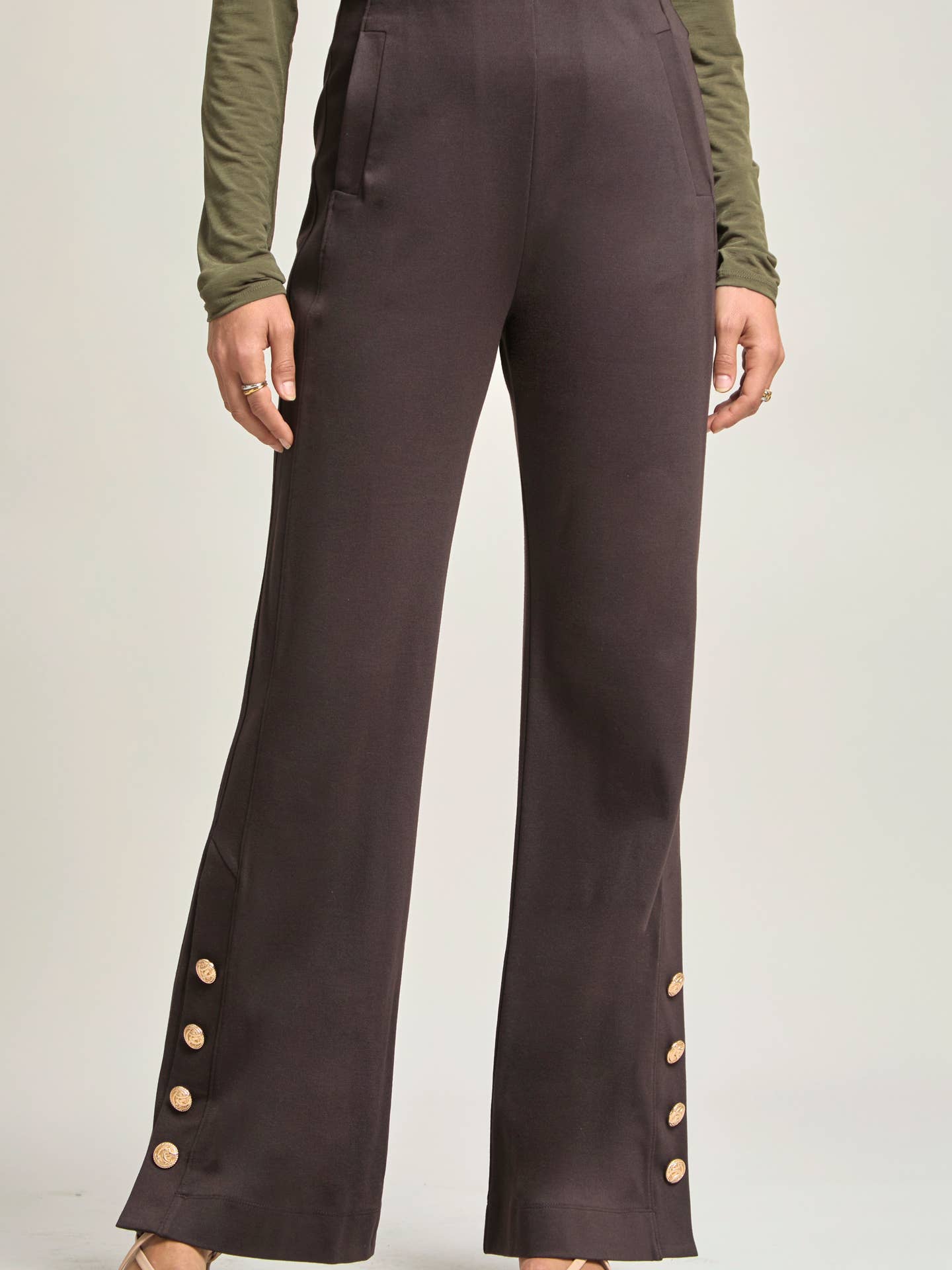 Chocolate Magic Gala Button-Hem Pants