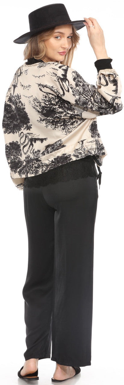 Cream and Black Satin Jacket