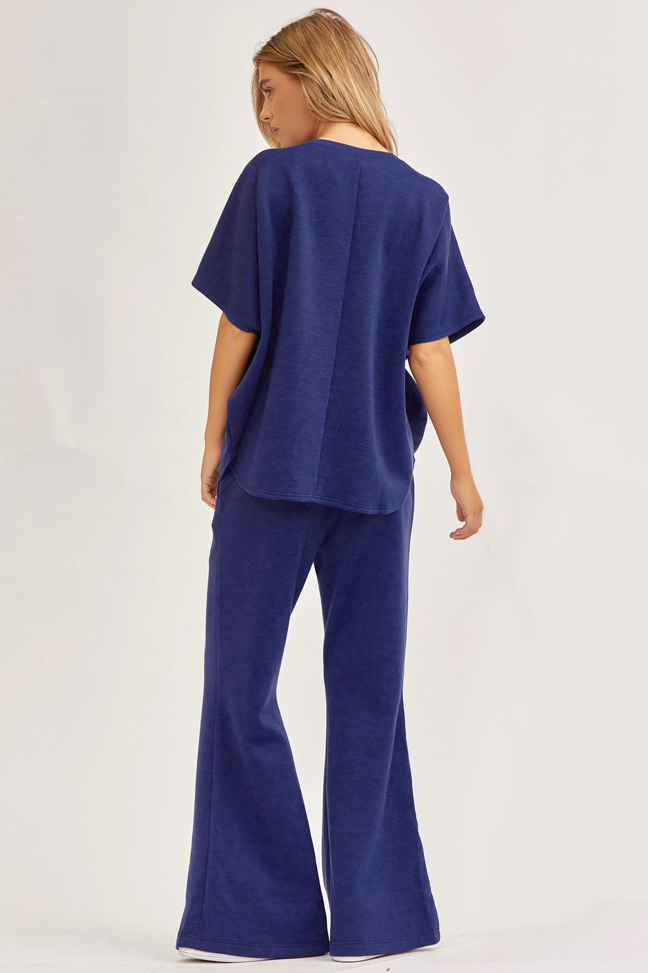 Navy Poncho Top + Bell Bottom Modal Set