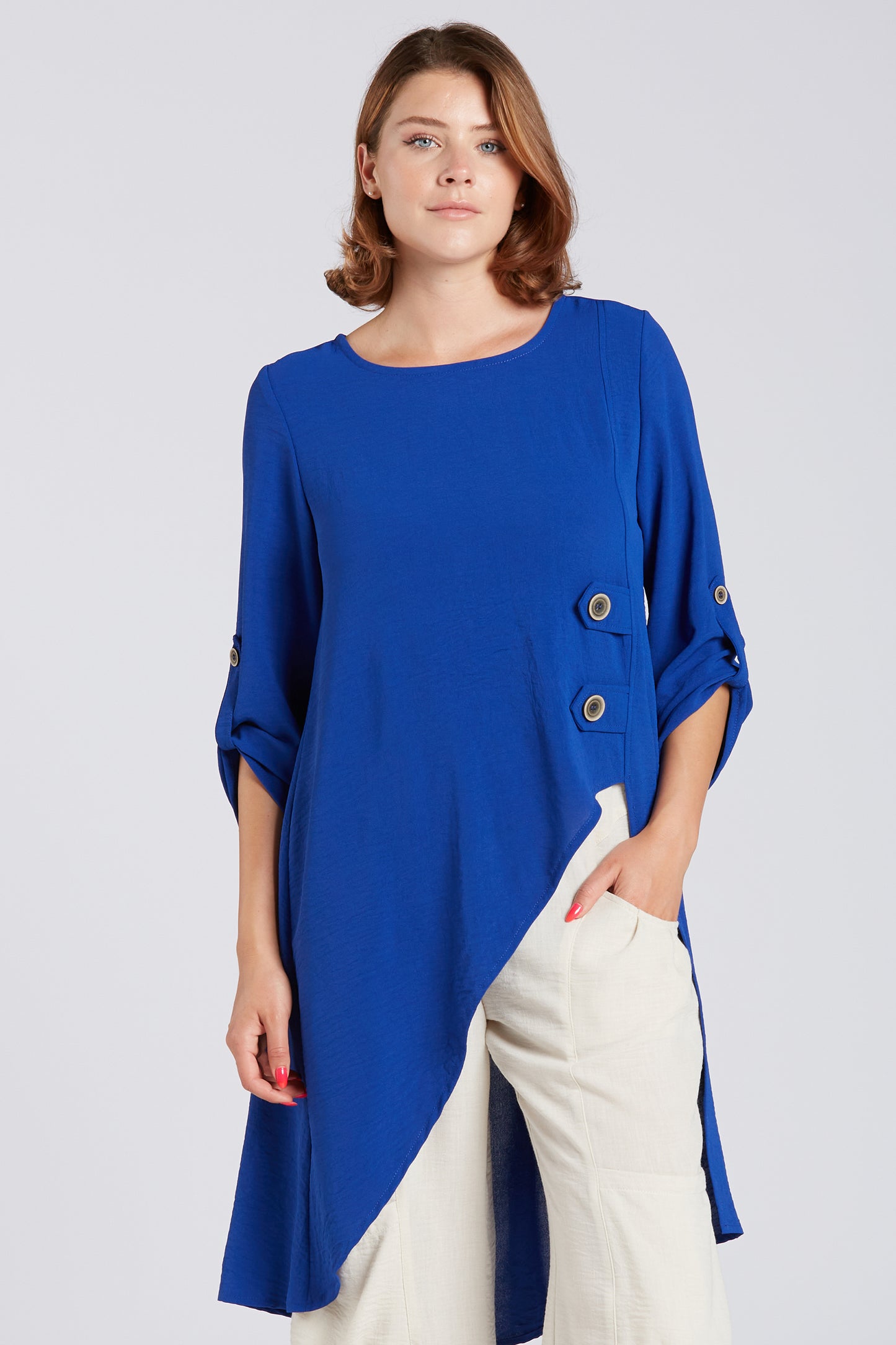 Royal Blue Air Flow Asymmetrical Tunic
