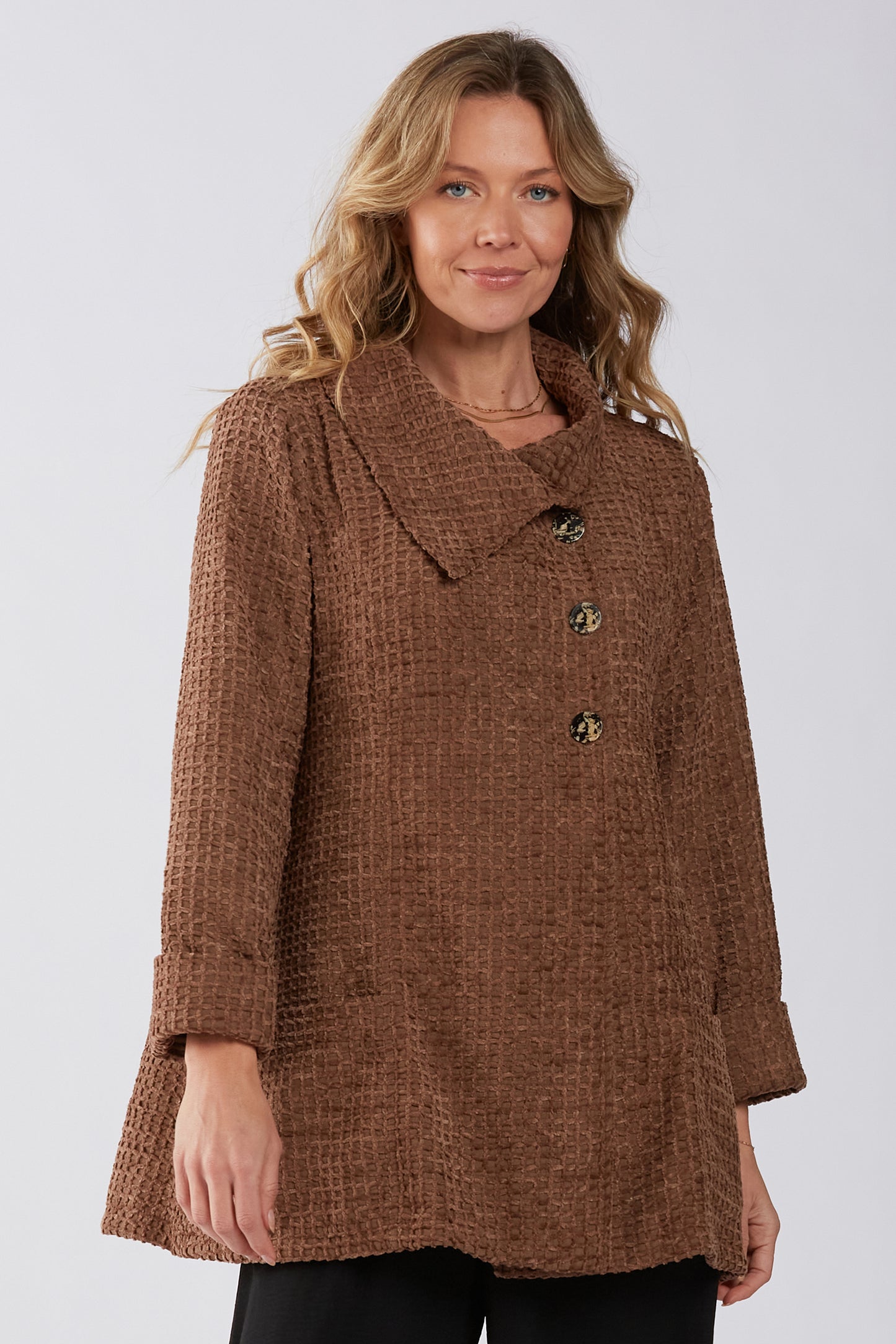 Mocha Waffle Overlap Jacket