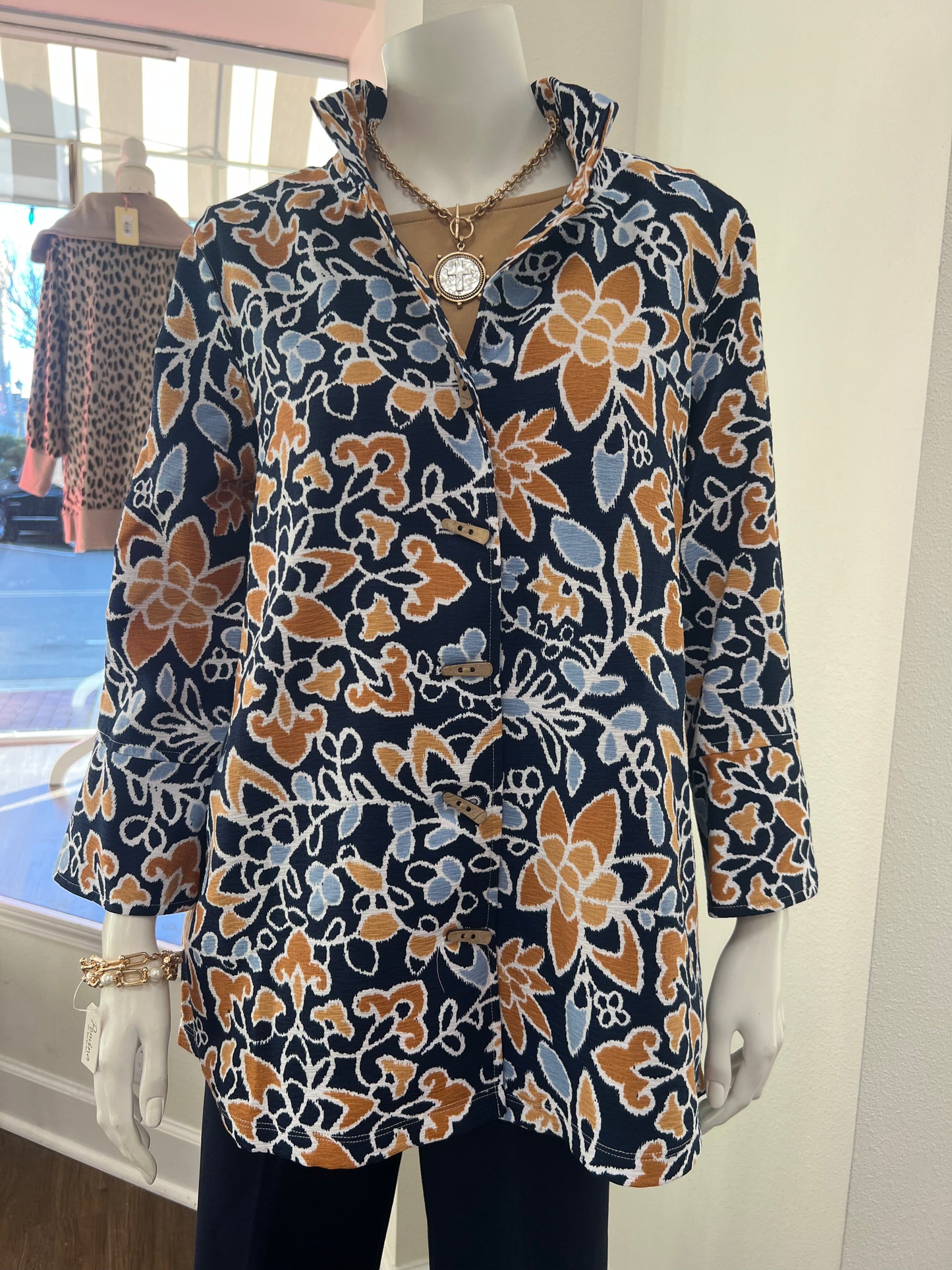 Midnight Floral Button Up Top