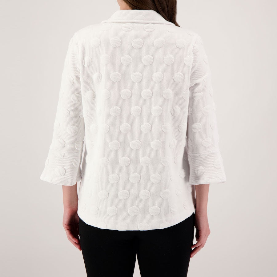 White Polka Dot Button Up Top