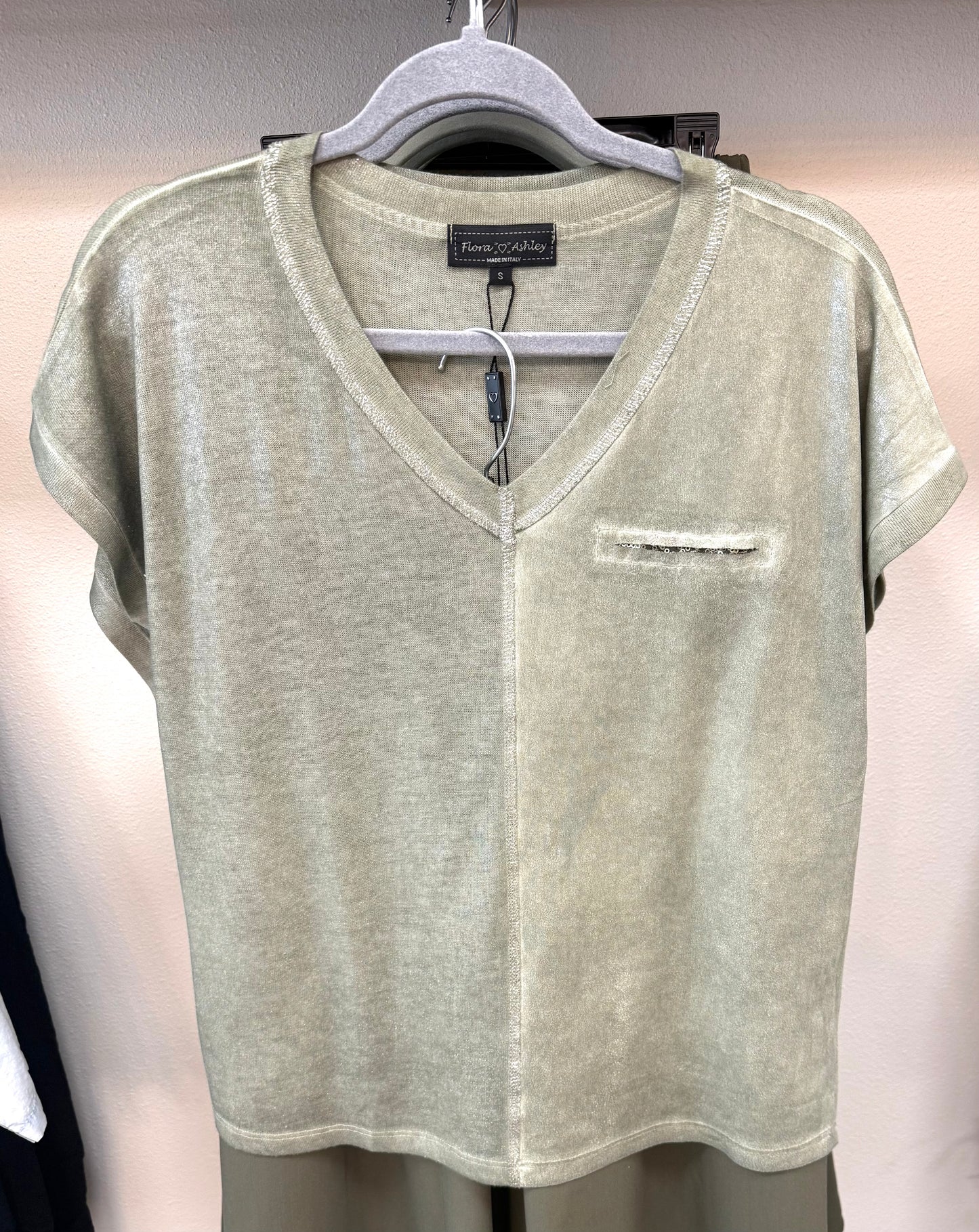 Olive Short Sleeve Novelty Top