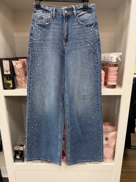 Sparkle Wide Leg High Rise Jeans