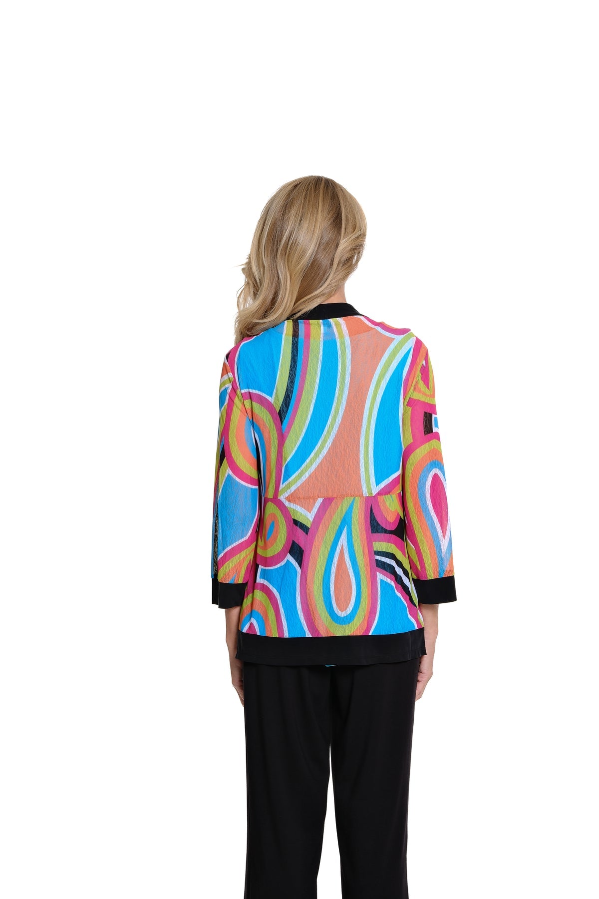 Print Open Front Knit Jacket - Multi