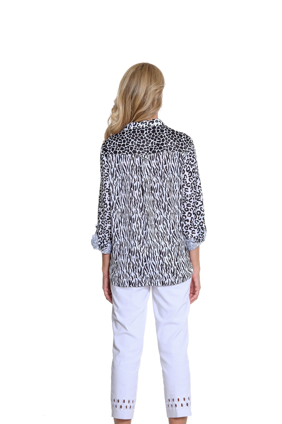 Mixed Print Woven Shirt - Black/White Print