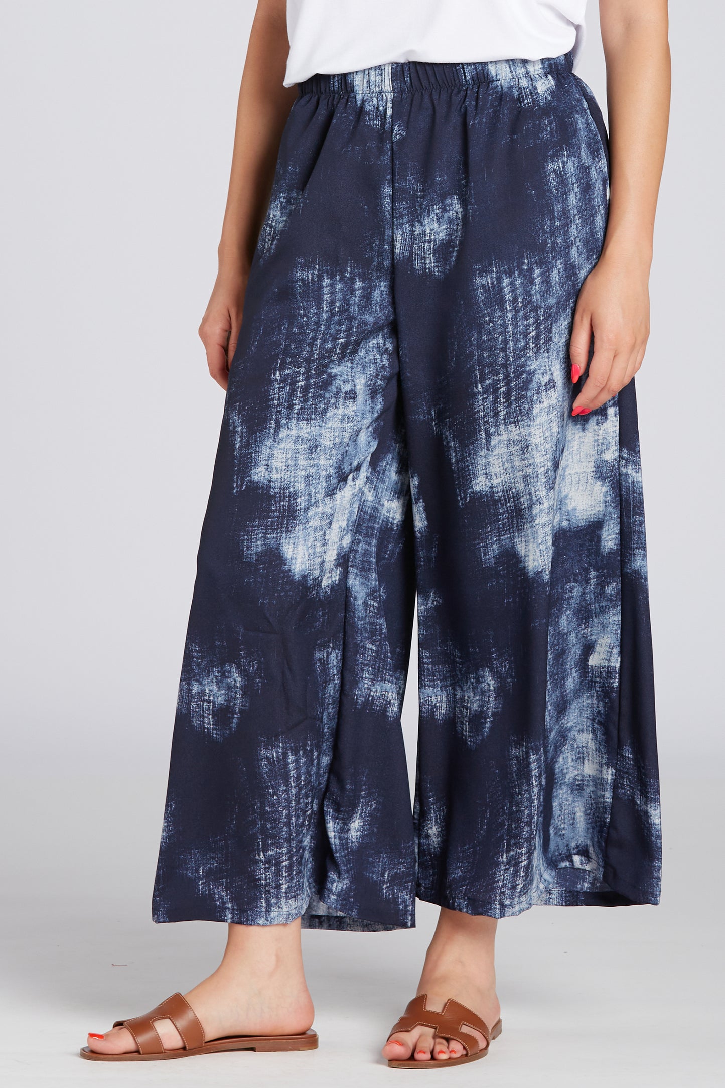 Navy Waterfall Wide Leg Pants