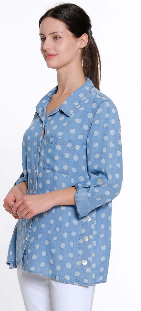 Light Blue Polka Dot Denim Blouse