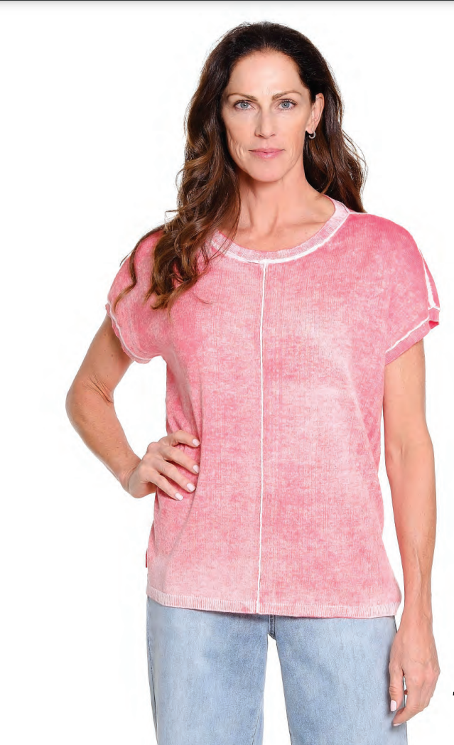 Coral Reverse Printed Cap Sleeve Top