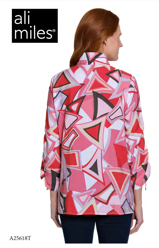 Multicolor Triangle Cinched Sleeve Blouse