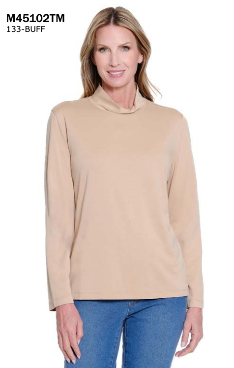 Buff Long Sleeve Mock Neck Top