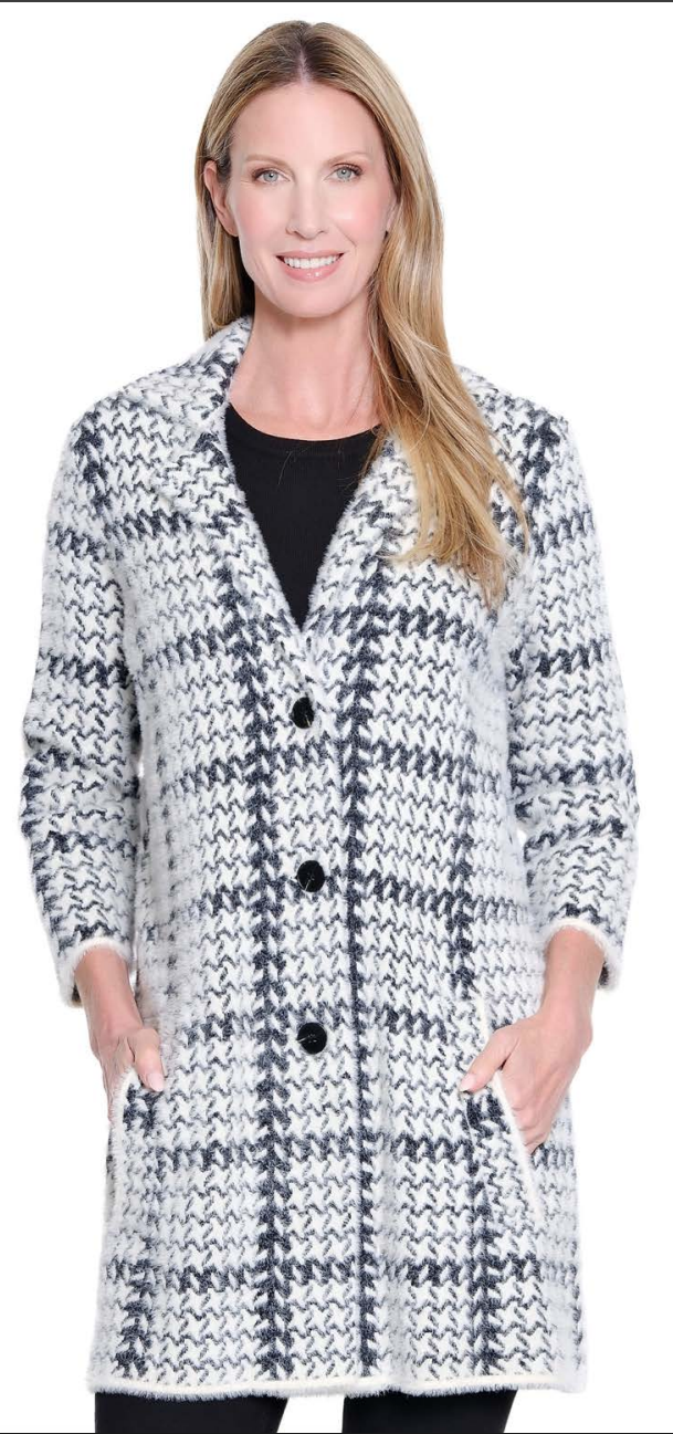 Winter White Lapel Collar Button Front Cardigan