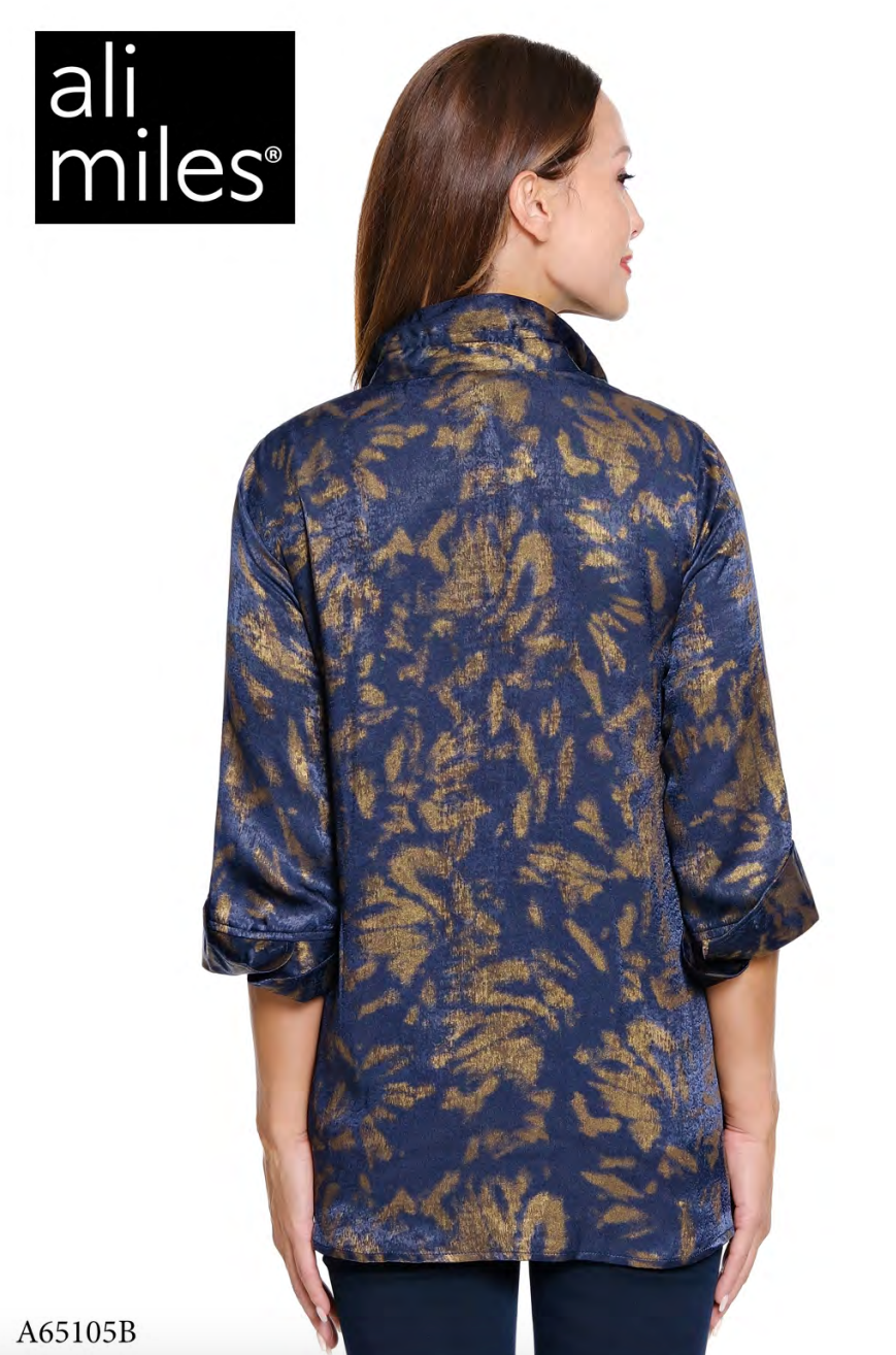 Blue Multi Print Shimmer Tunic