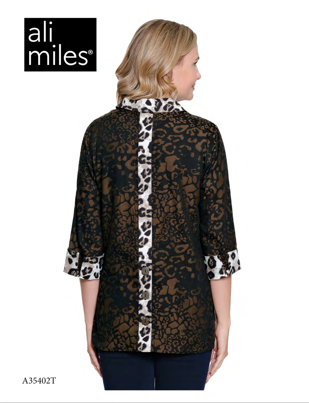 Leopard Woven Jacquard Pop-Over Tunic