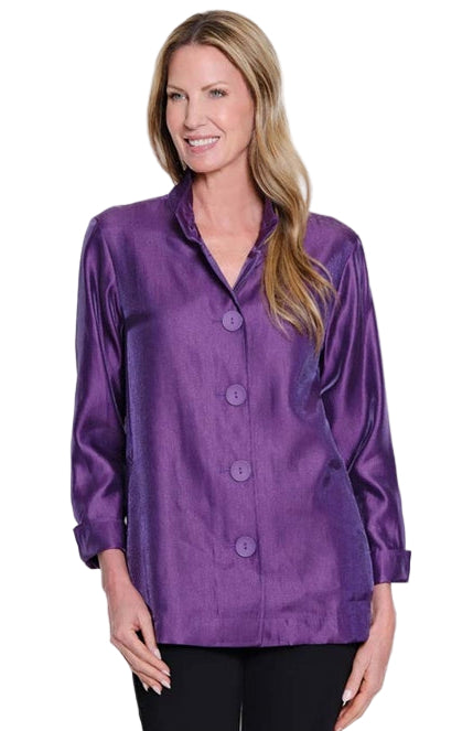 Purple Shimmer Button Front Jacket