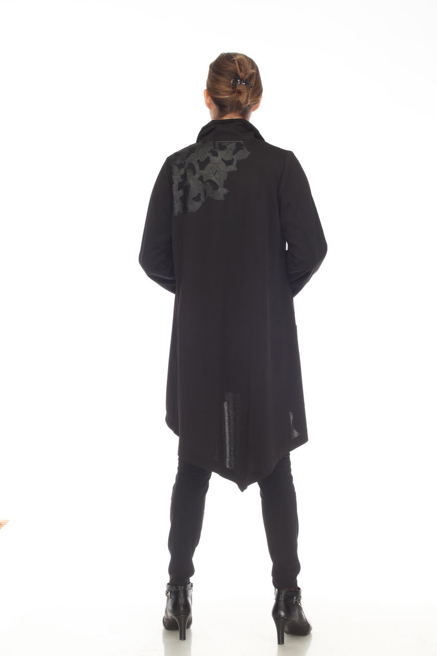 Black Duster with Leather Applique