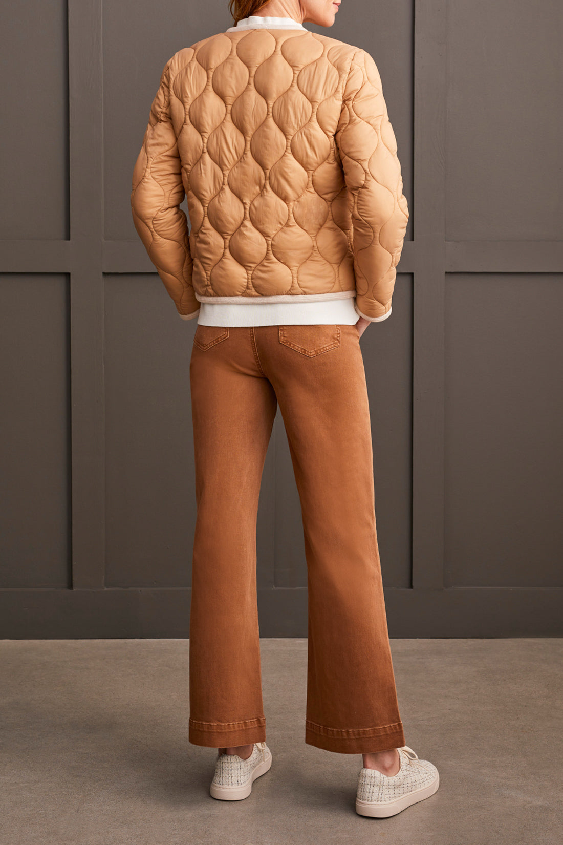 LONG SLEEVE BUTTON FRT PUFFER JACKET-TAN