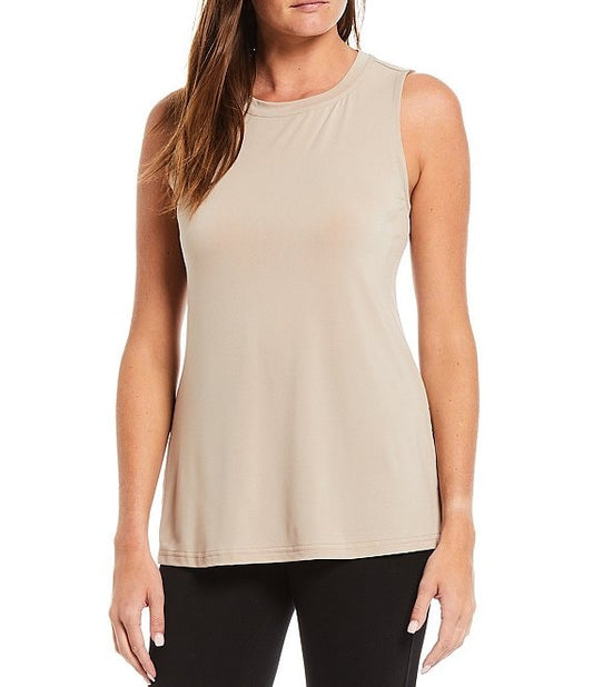 Nude Crepe Luxe Sleeveless Round Neck Tank