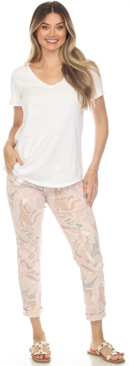 Pink Floral Pattern Pants