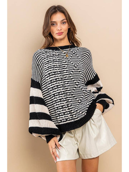 Charlie Striped Twist Balloon Sweater