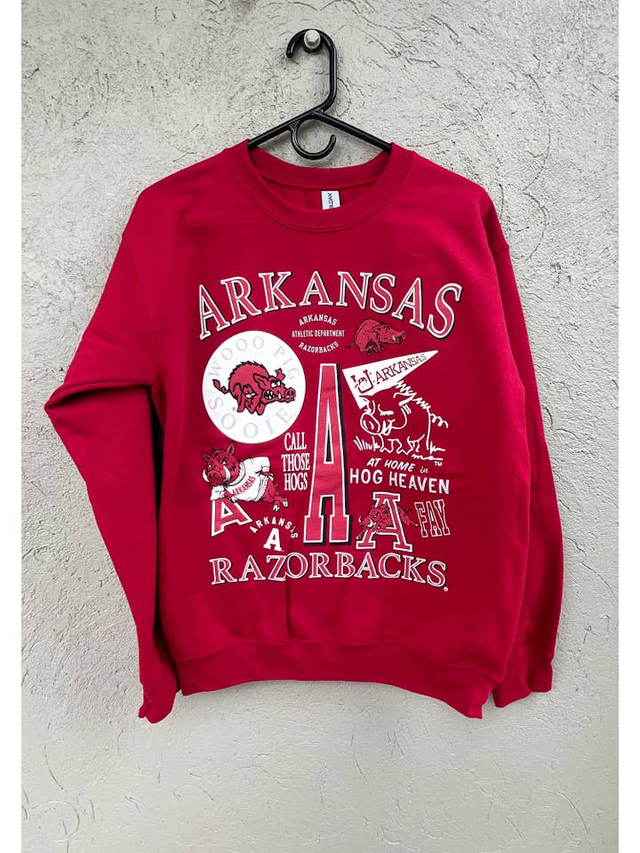 Red Arkansas Razorbacks Collage Sweatshirt