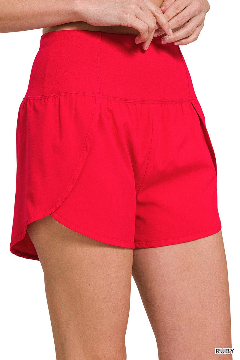 RUBY HIGH WAISTED ZIPPERED BACK POCKET RUNNING SHORTS