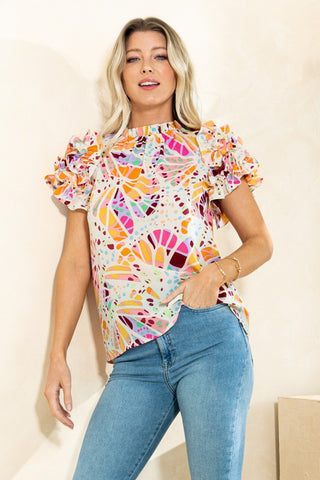 Multi Colored Butterfly printed Blouse
