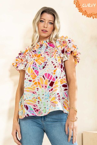 Multi Colored Butterfly printed Blouse