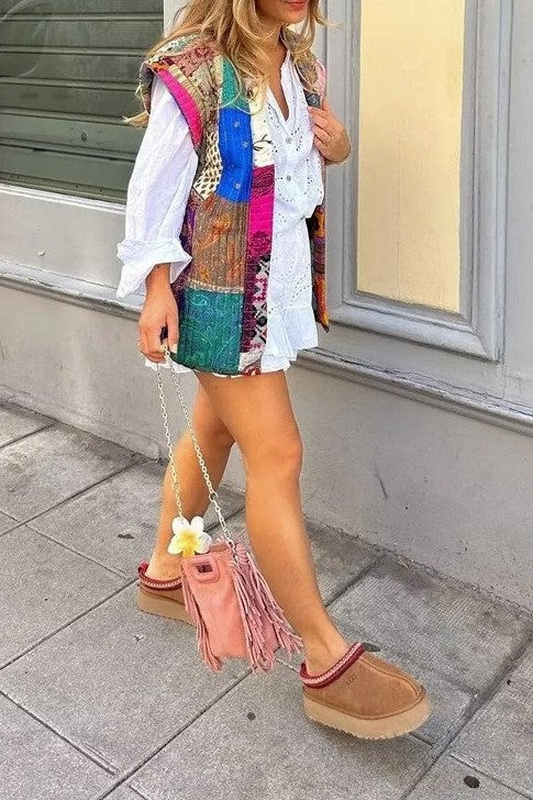 Floral Patchwork Quilted Vest