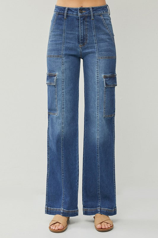 HIGH RISE WIDE CARGO JEANS