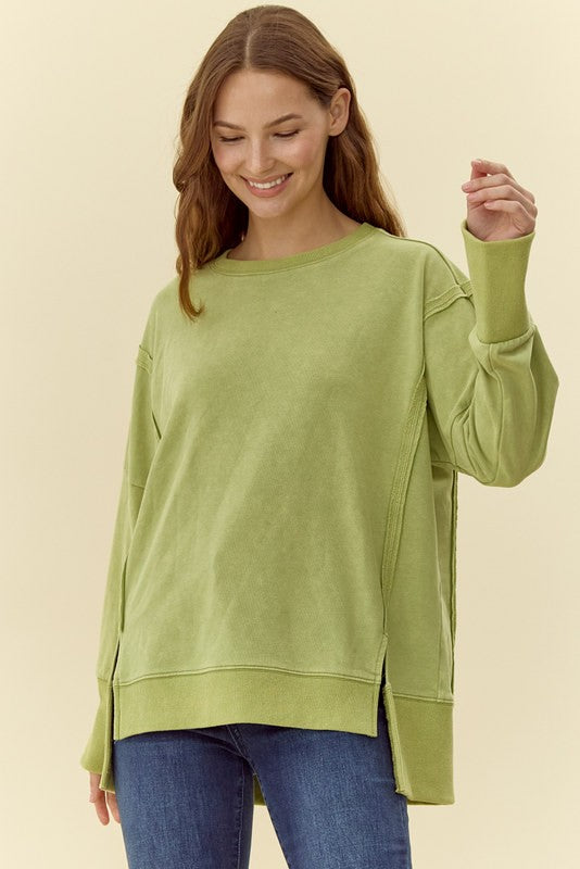 Avocado Washing Cotton Loose Fit Sweatshirts Top