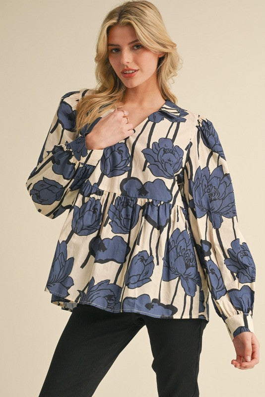 Floral Print Baby Doll Top