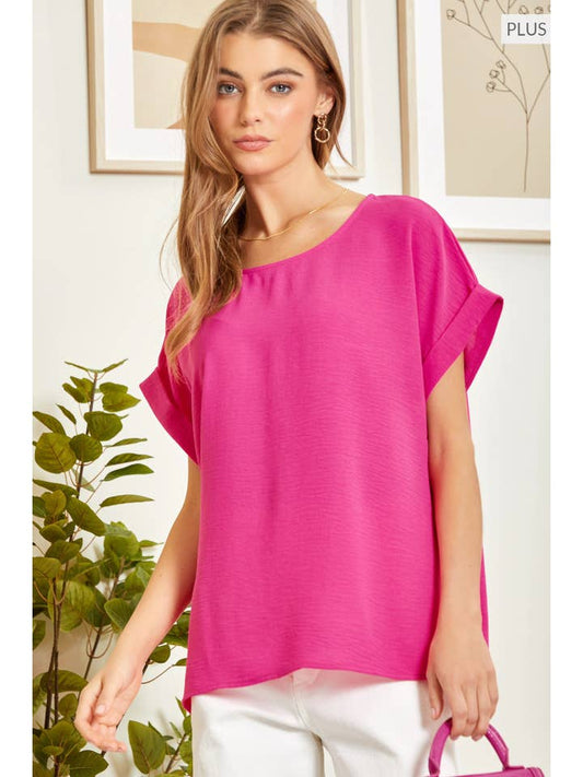 Barbie Pink Plus Size Solid Colored Blouse