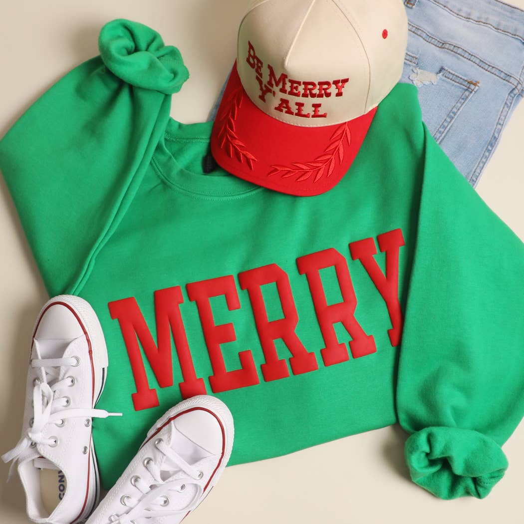 Merry Puff Raised Letter Heavyweight Sweatshirt