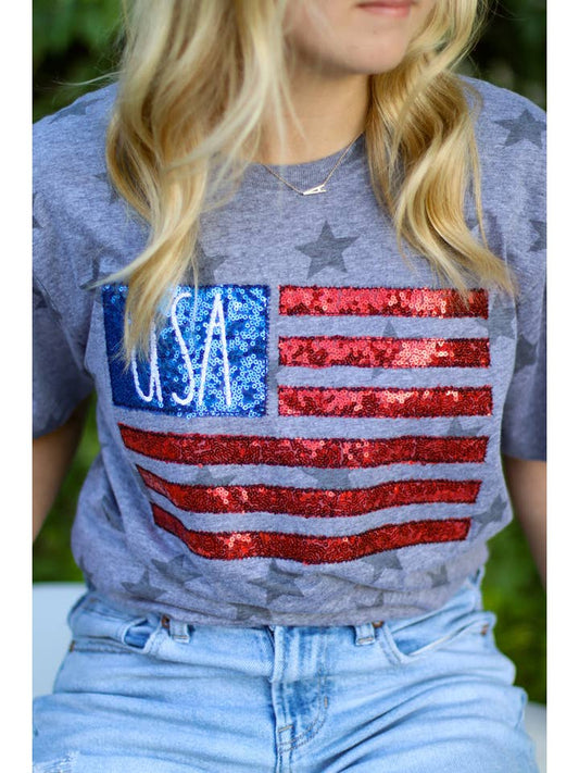 USA Flag Patriotic 4th of July Short Sleeve