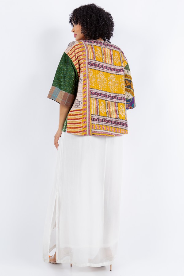 Patchwork Boho Frog Closure Jacket