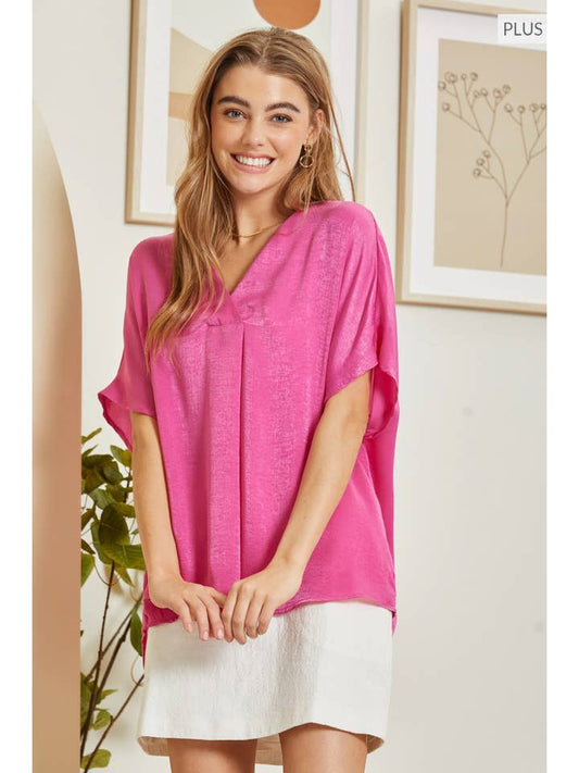 Hot Pink Plus Size Basic Solid Top