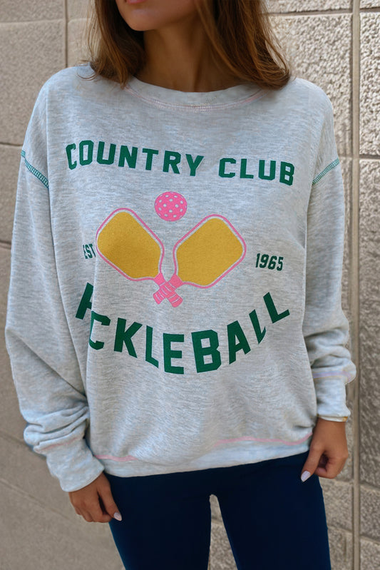 Light Grey COUNTRY CLUB pickleball sweatshirt