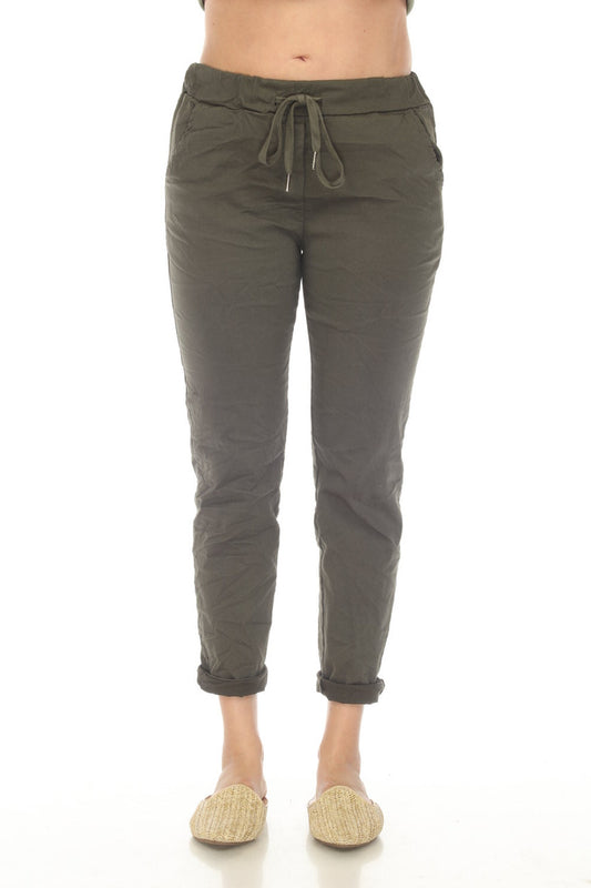 Olive Pull On Pants